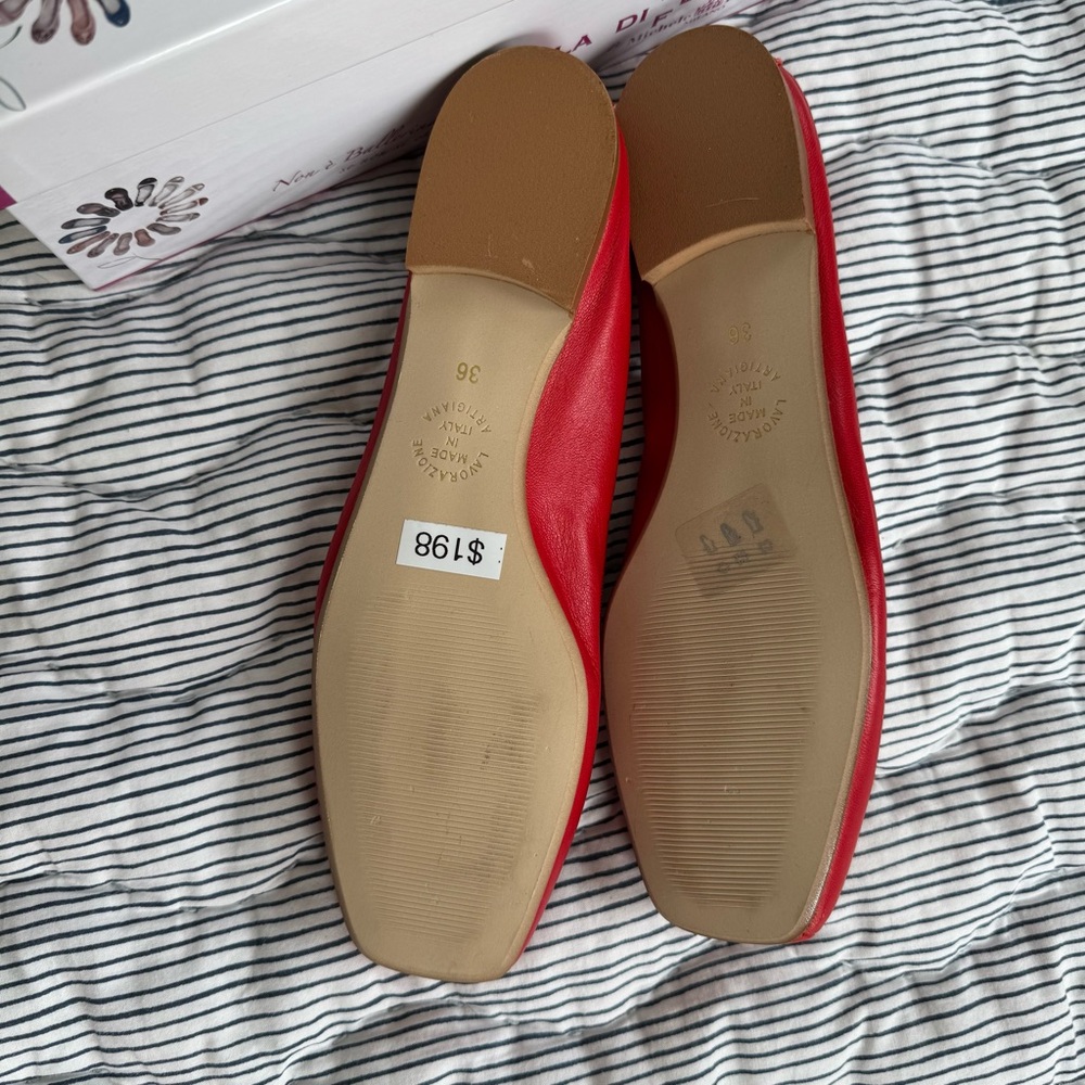 NWT La Differenza by Michele Lopriore Paloma Nappa Red Ballet Flats, Size 36 - Picture 5 of 5